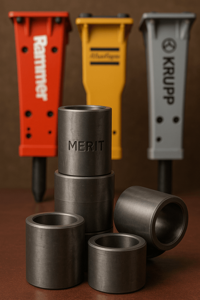 Steel bushings for hydraulic hammer breakers manufactured by MERIT
